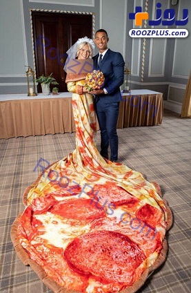 عجیب ترین لباس عروس دنیا ساخته شده از پیتزا +تصاویر