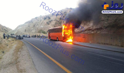 اتوبوس دانشجویان دختر در تفت آتش گرفت/عکس