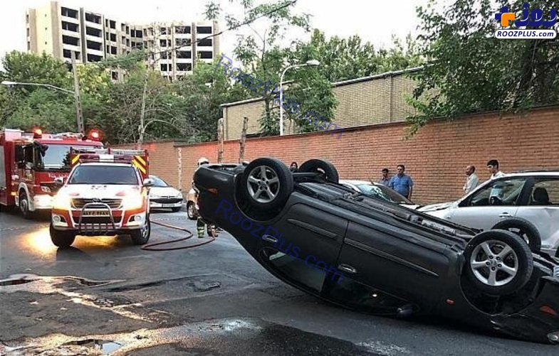 حادثه ای عجیب برای یک خودرو در محله لاکچری تهران+عکس