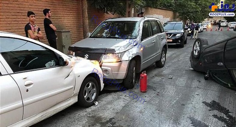 حادثه ای عجیب برای یک خودرو در محله لاکچری تهران+عکس