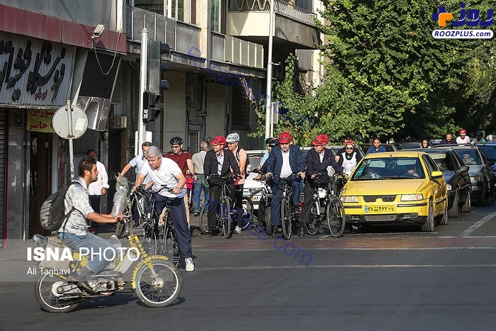 رکاب‌زنی مدیران رسانه‌ها با شهردار تهران در سه شنبه‌های بدون خودرو +عکس