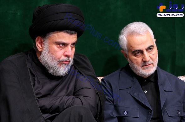 مقتدی صدر در کنار سردار سلیمانی در مجلس رهبر معظم انقلاب + تصاویر