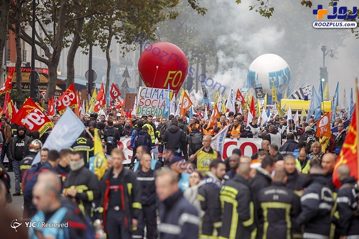 عکس/ تظاهرات آتش‌نشانان در خیابان‌های پاریس