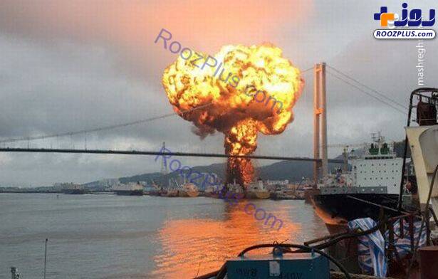 آتش سوزی دو نفتکش در سواحل کره جنوبی+تصاویر