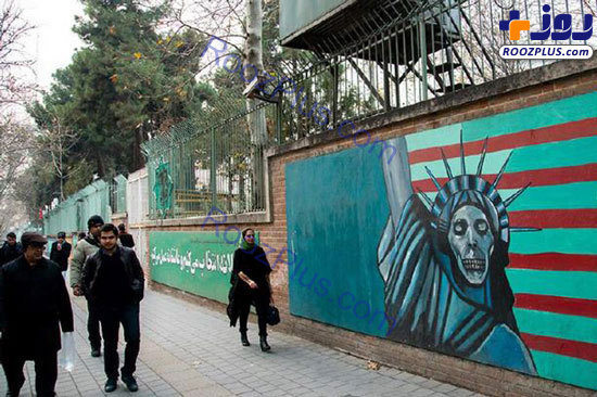 نقاشی‌های دیوار سفارت آمریکا در تهران حذف شد؟!+تصاویر