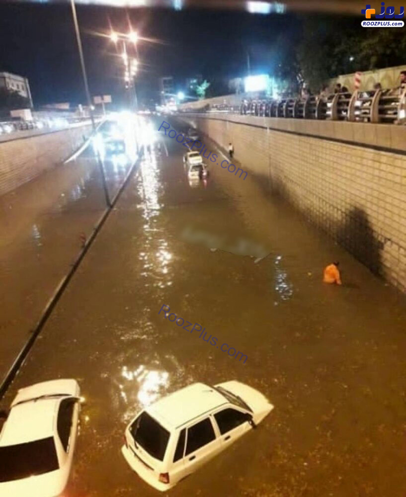 عكس/ماشینهایی که در آب باران زیرگذر میدان سپاه کرج غرق شدند!