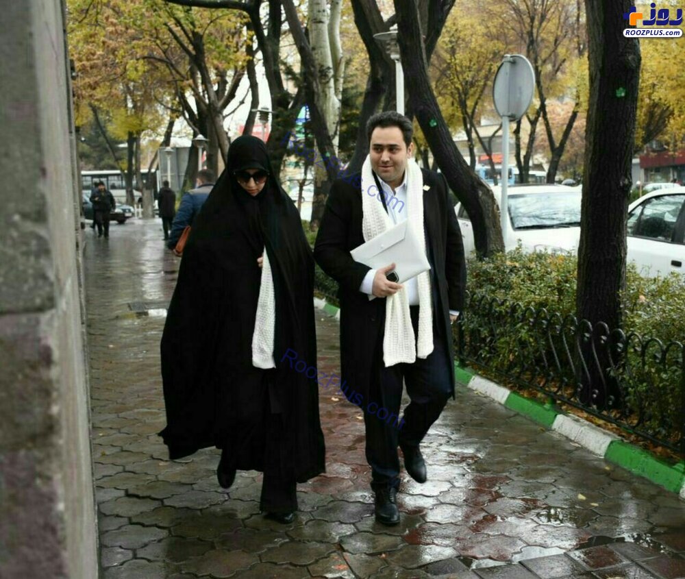 عکس/دختر روحانی به همراه همسرش با شال سفید