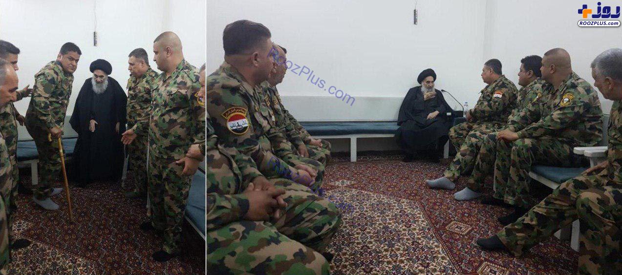 دیدار آیت‌الله سیستانی با تعدادی از مجروحان جنگی ارتش عراق +عکس