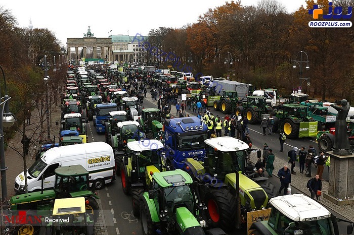 کشاورزان معترض با تراکتور خیابان‌های آلمان را بستند +عکس