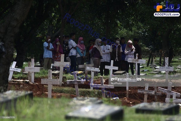 تدفین قربانیان کرونا در اندونزی +عکس