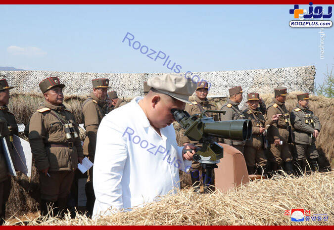 نظارت رهبر کره شمالی بر یک رزمایش نظامی +عکس