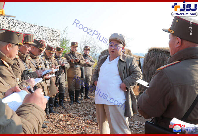 نظارت رهبر کره شمالی بر یک رزمایش نظامی +عکس