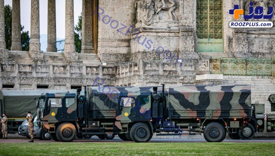 کامیون‌های نظامی حامل اجساد قربانیان کرونا + عکس