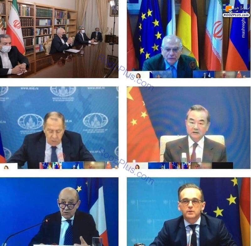 نشست ویدئو کنفرانسی وزرای امور خارجه کشورهای ١+۴ +عکس