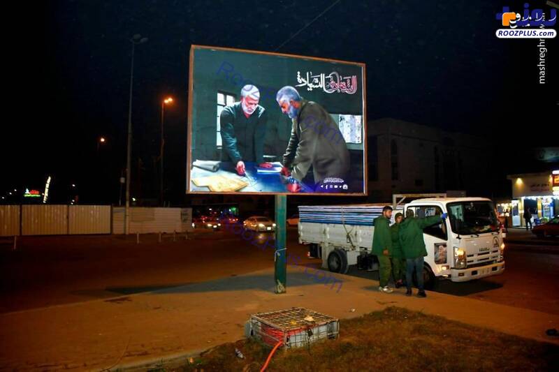 عکس/ خیابان‌های عراق مزیّن به تصاویر حاج قاسم و ابومهدی المهندس