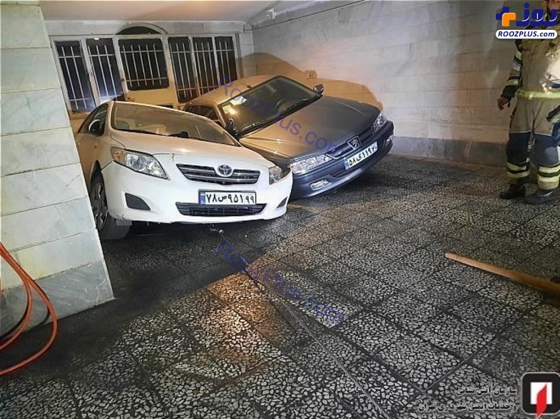عکس/ پارکینگی در تهران سواری پژو پرشیا و تویوتا را بلعید