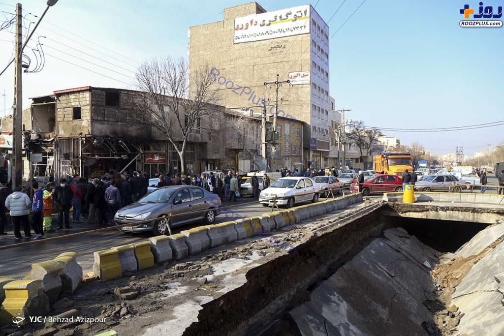 انفجار لوله اصلی گاز در خیابان طالقانی تبریز +عکس