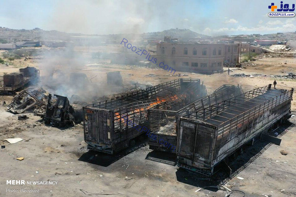حمله ائتلاف سعودی به یک مرکز حاوی دارو و غذا در مرکز یمن +عکس