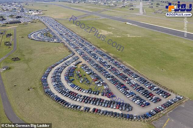 تصویرهوایی از پارکینگ خودروهای دپو شده در انگلیس
