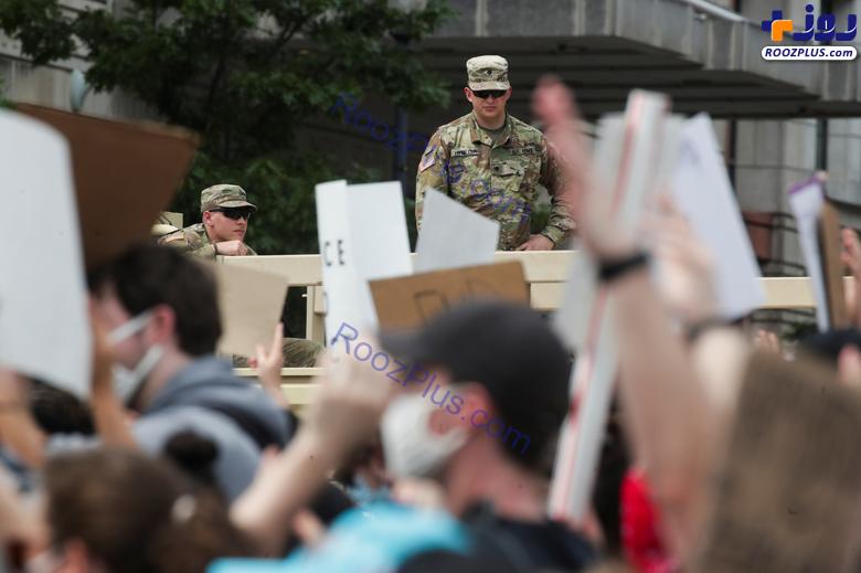 ارتش آمریکا مقابل معترضان در واشنگتن + عکس