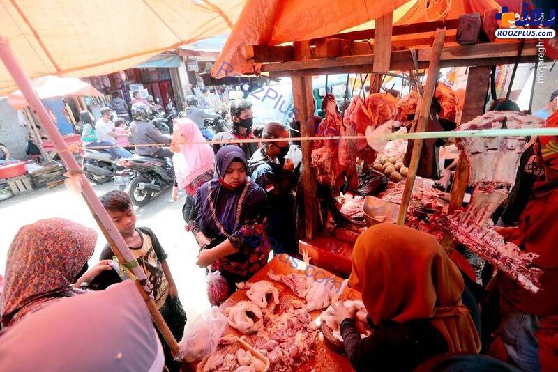 شلوغی بازار اندونزی در آستانه عیدفطر+تصاویر