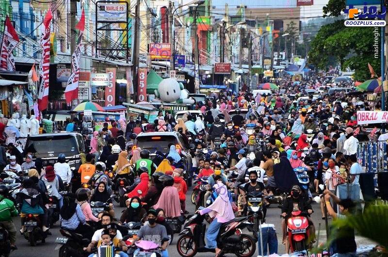 شلوغی بازار اندونزی در آستانه عیدفطر+تصاویر