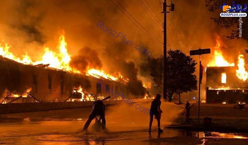 آتش زدن شهر توسط معترضان+عکس