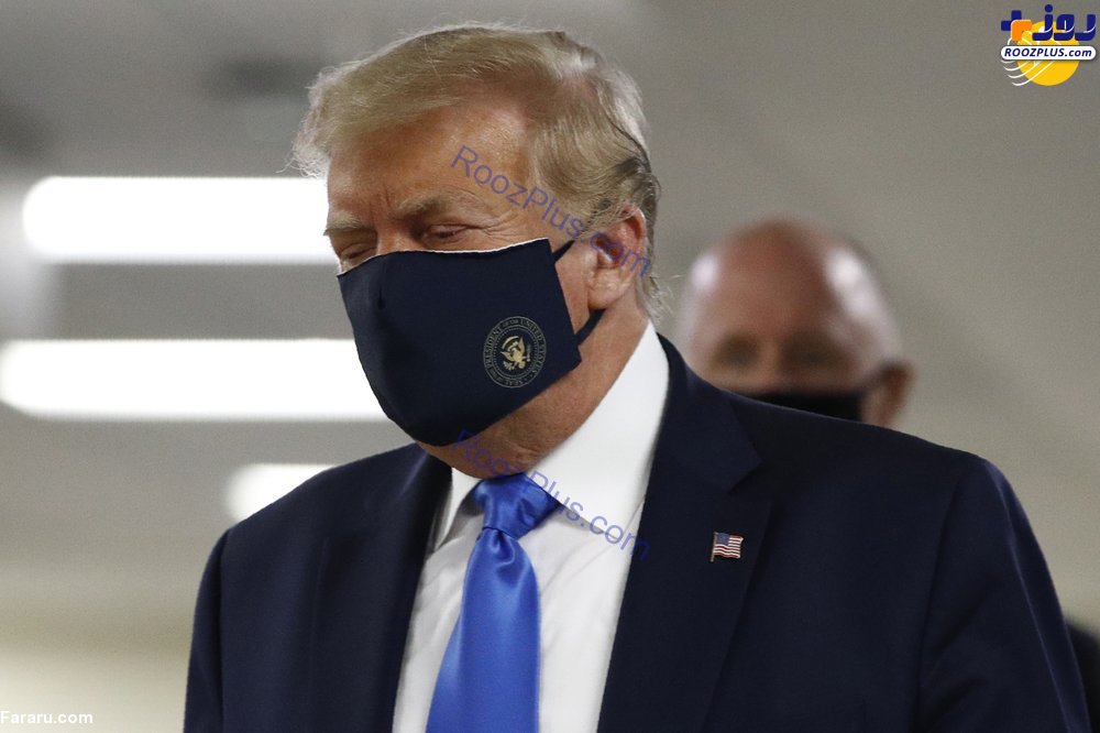 ترامپ اولین بار در انظار عمومی ماسک زد +عکس