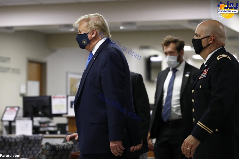 ترامپ اولین بار در انظار عمومی ماسک زد +عکس