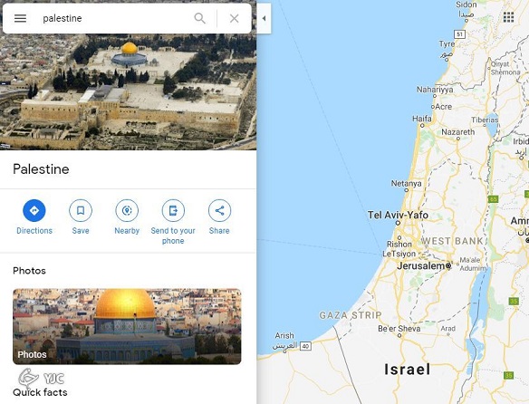 اپل و گوگل فلسطین را از روی نقشه‌های خود حذف کردند