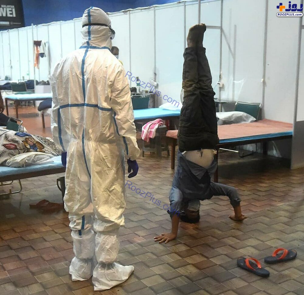بیماران کرونایی در حال تمرین یوگا/عکس