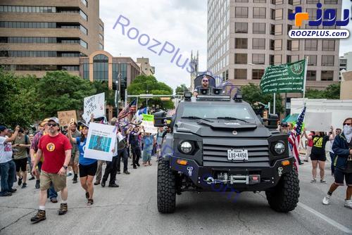 تظاهرات با خودرویی عجیب علیه اجباری شدن ماسک در تگزاس +عکس