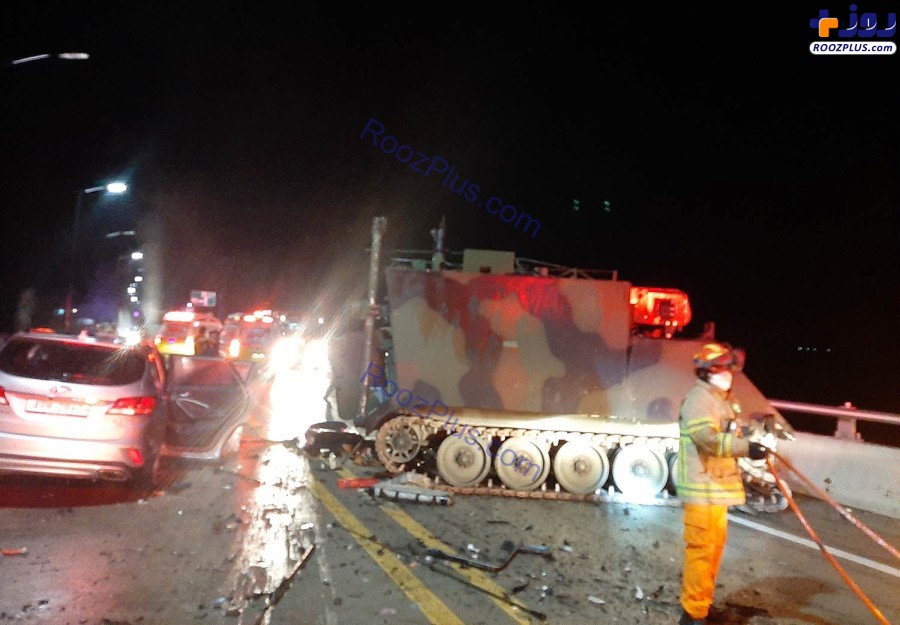 تصادف مرگبار خودروی زرهی آمریکا در خیابان های کره جنوبی! +عکس