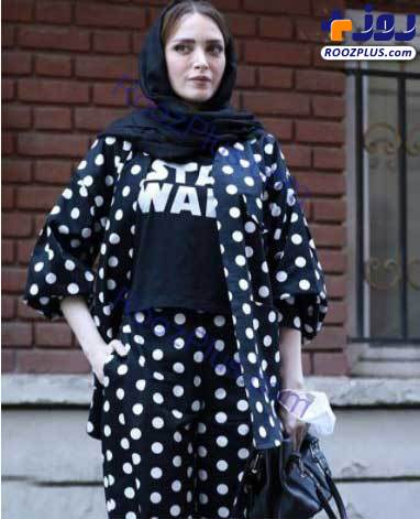 لباس های خال خالی و عجیب بهنوش بختیاری در نشست خبری/عکس