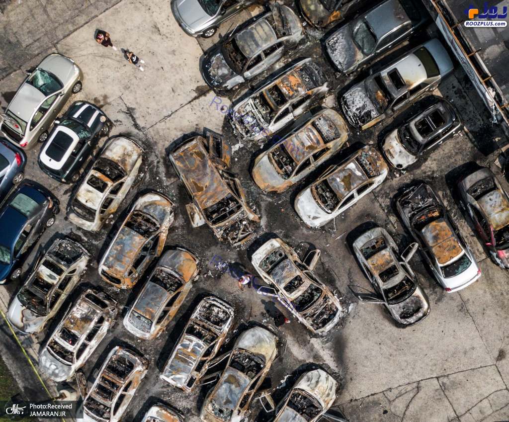 ماشین های سوخته در تظاهرات ویسکانسین آمریکا +عکس
