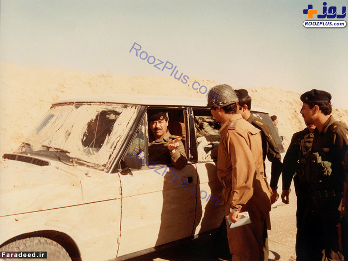 بازدید صدام از جبهه جنگ با ایران +عکس