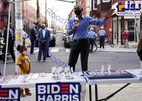 اولین حضور اوباما در گردهمایی انتخاباتی جو بایدن/عکس