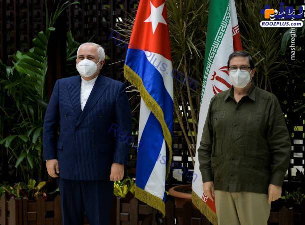سلام کرونایی ظریف با وزیر امور خارجه کوبا +عکس