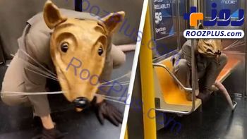 ماسک و رفتار عجیب یک مسافر در مترو+ عکس