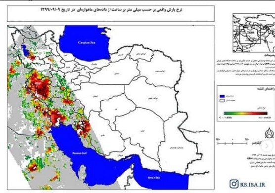 نقشه ماهواره ای بارندگی در کشور منتشر شد/حداکثر بارش در ۶ استان
