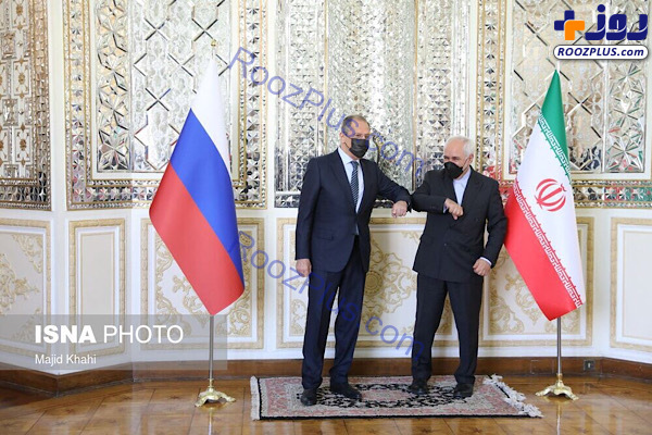 خوش و بش کرونایی ظریف با وزیر خارجه روسیه +عکس