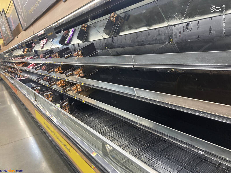 عکس/بحران کمبود مواد غذایی در فروشگاه‌های آمریکا