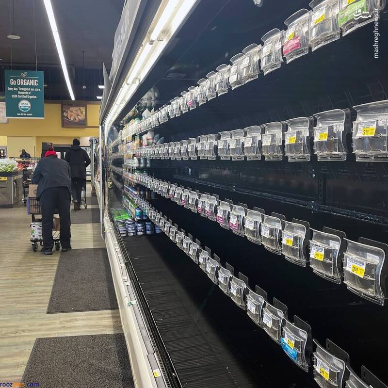 عکس/بحران کمبود مواد غذایی در فروشگاه‌های آمریکا