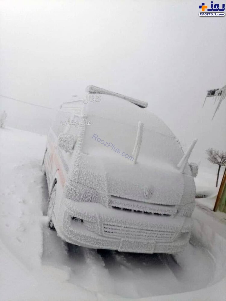یخ بستن خودروی امدادی در آذربایجان +عکس