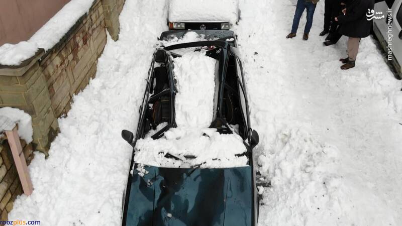 خودرویی که با برف نابود شد/عکس