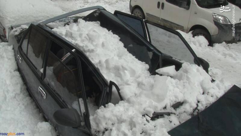 خودرویی که با سنگینی برف نابود شد! +عکس