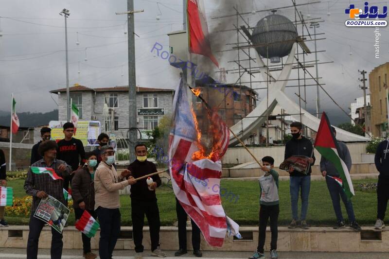 به آتش کشیدن پرچم رژیم صهیونیستی در مازندران+عکس