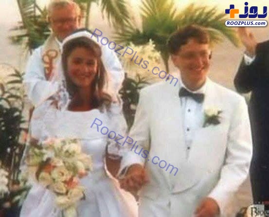 قدیمی‌ترین عکس از ازدواج بیل گیتس و همسرش +عکس