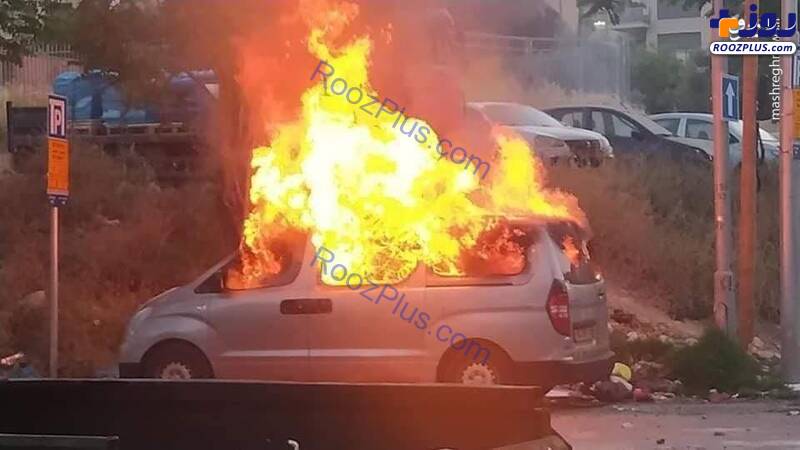 آتش زدن خودروی صهیونیست ها توسط مردم فلسطین+عکس