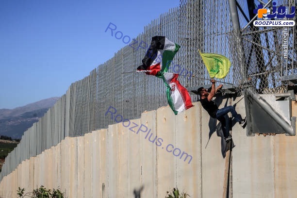 پرچم ایران در مرز لبنان و فلسطین اشغالی +عکس
